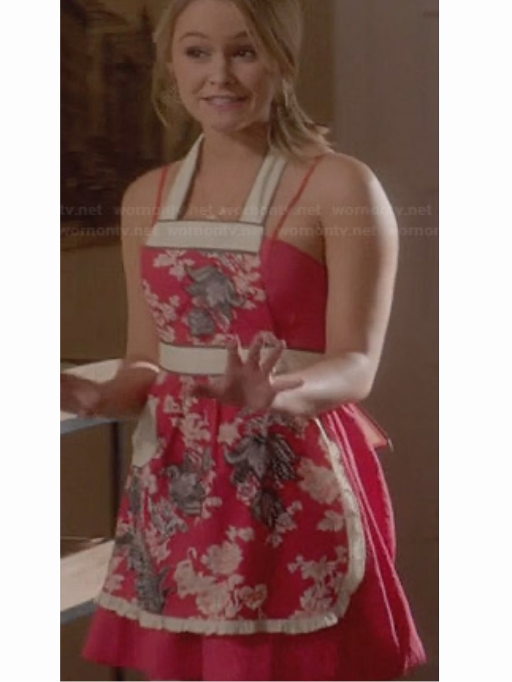 Anthropologie Pink Floral Design Apron Halter As seen on TV